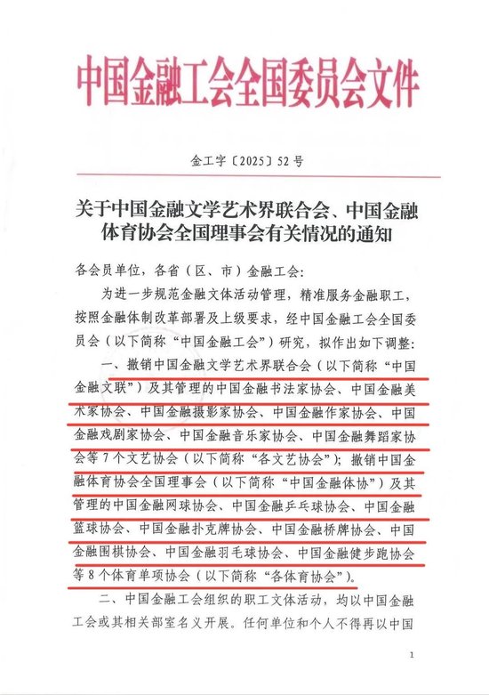 中国金融文联、中国金融体协被统一撤销